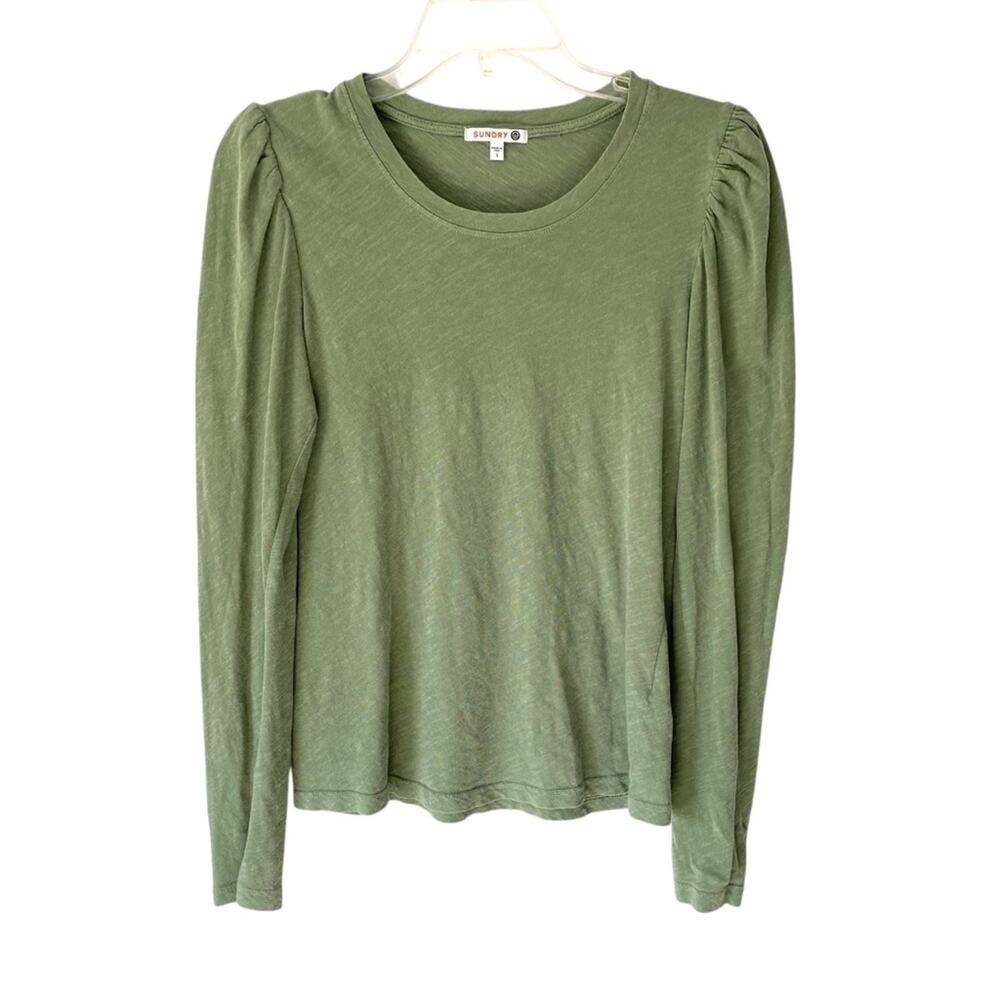 Sundry Sage Green Puff Sleeve long Sleeve Shirt size 1 small